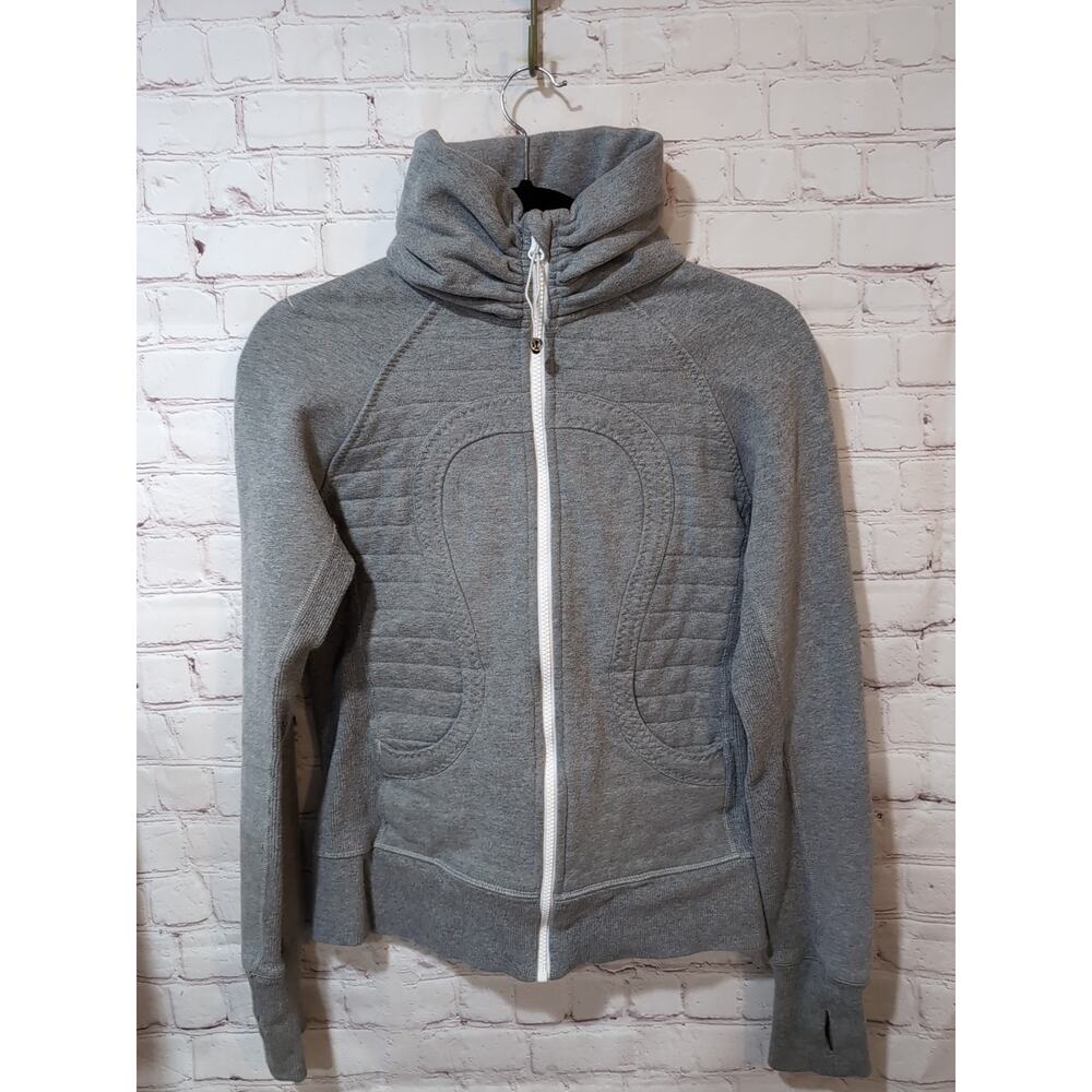 Lululemon Calm & Cozy Jacket Women's 6 Heathered Grey Full Zip High Collar